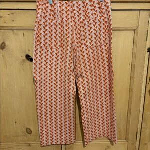 Anthropologie Orange and White Patterned Flare Pants